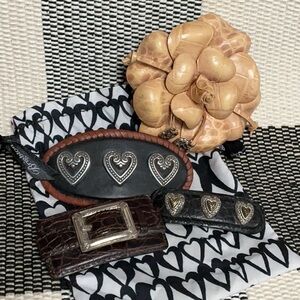 Brighton great shape bundle lot matching 4 piece leather hair clip barrette pin